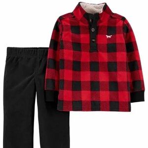 Carters Red and Black Plaid Jacket with Black Pants